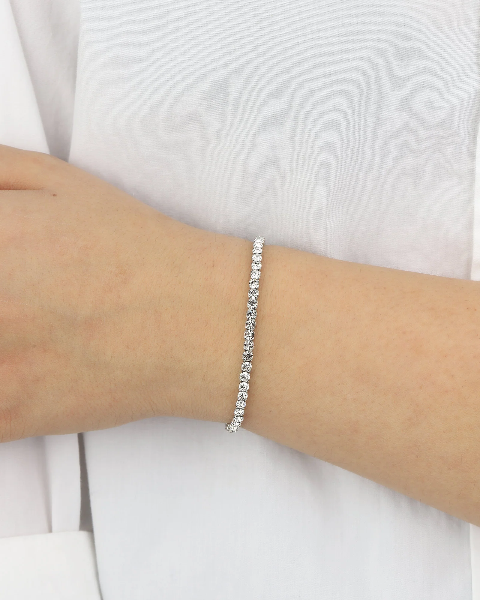 1 Row 3mm Crystal Stretch Bracelet - Image 2
