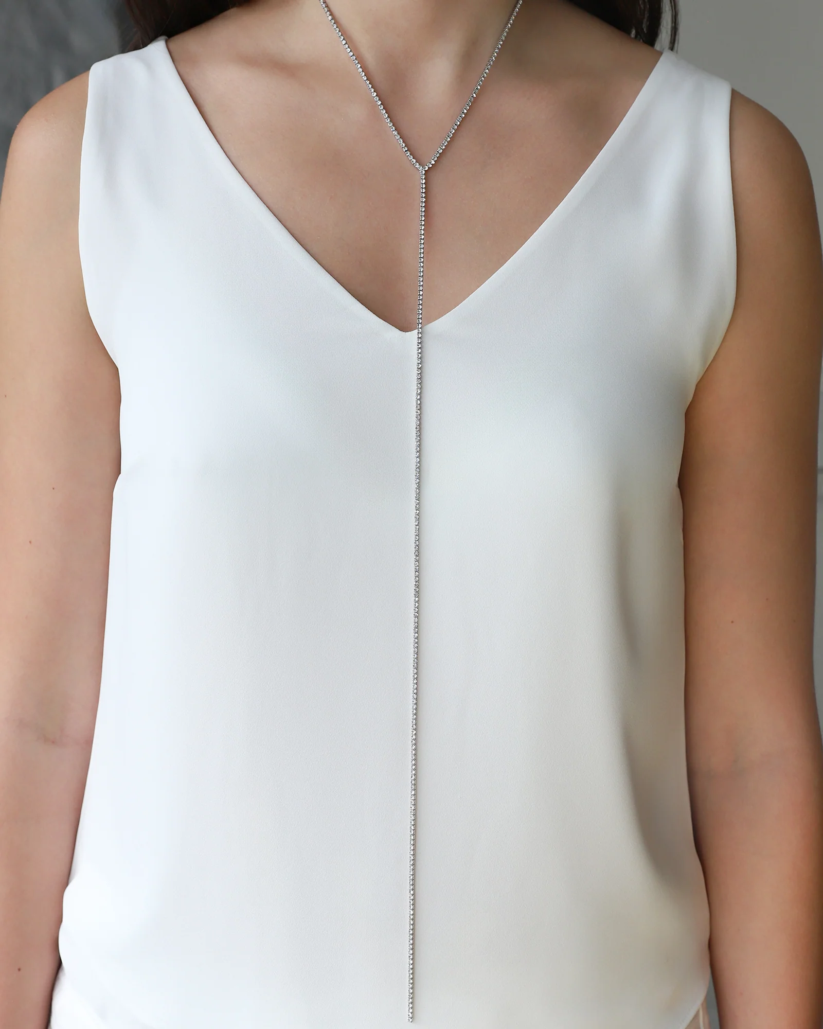 1 Row Long Crystal Lariat - Image 2