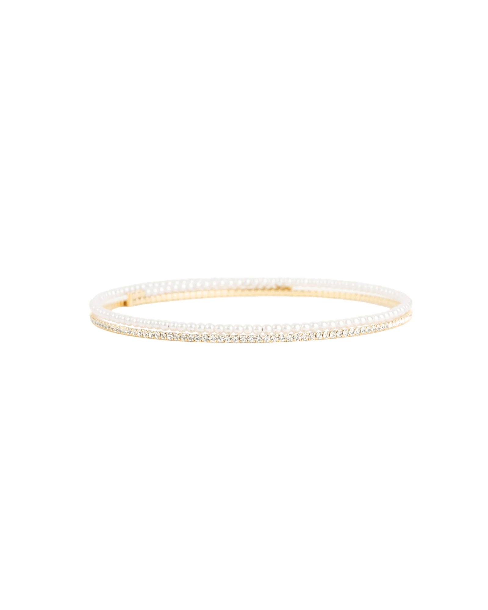 2 Row Pearl Crystal Choker