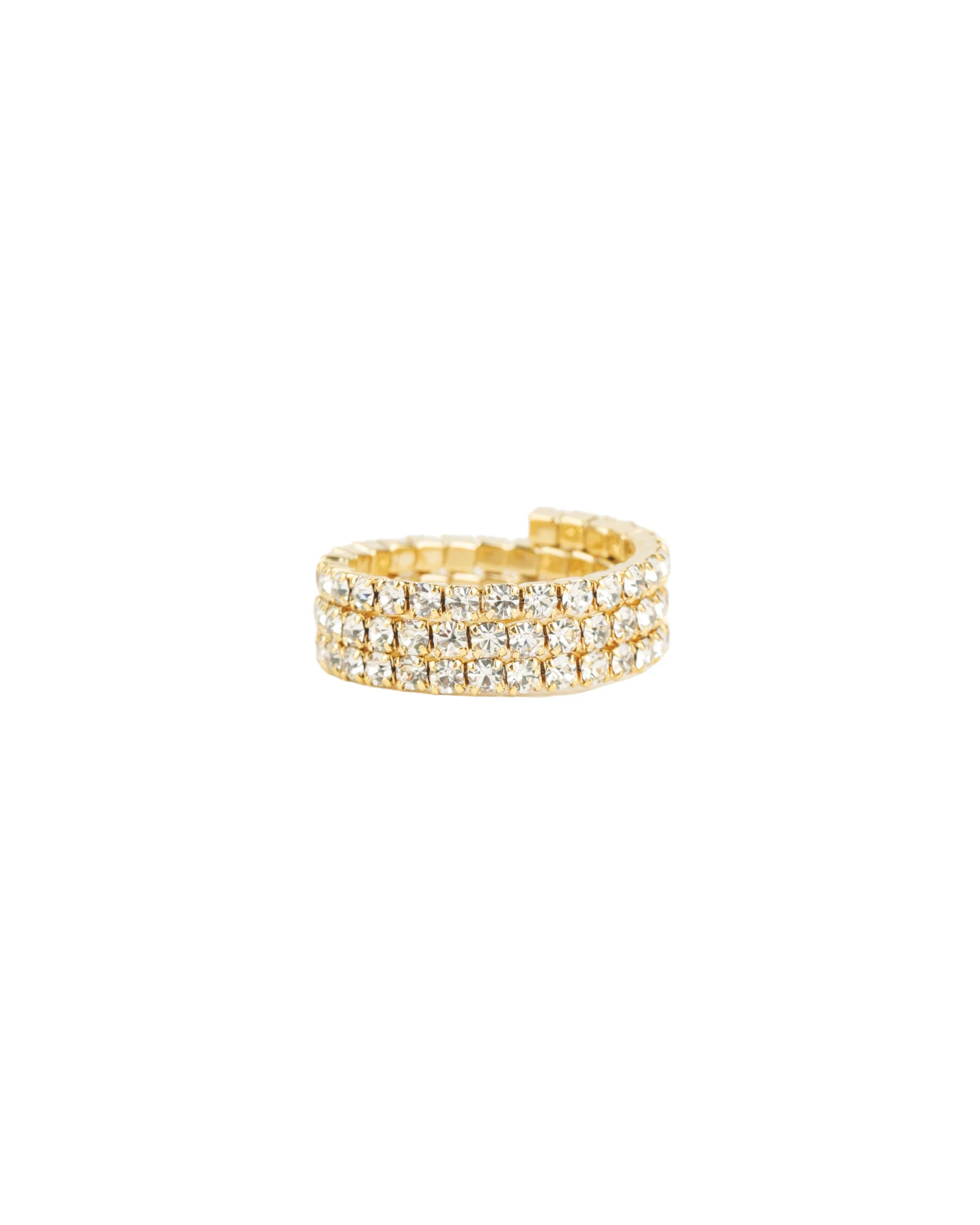 3 Row Coil Crystal Ring