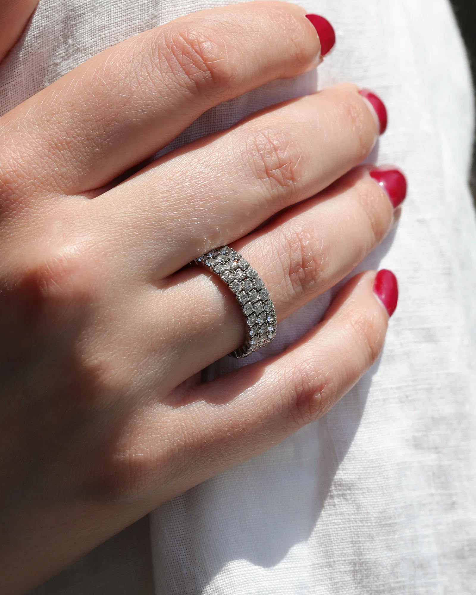 3 Row Coil Crystal Ring - Image 4