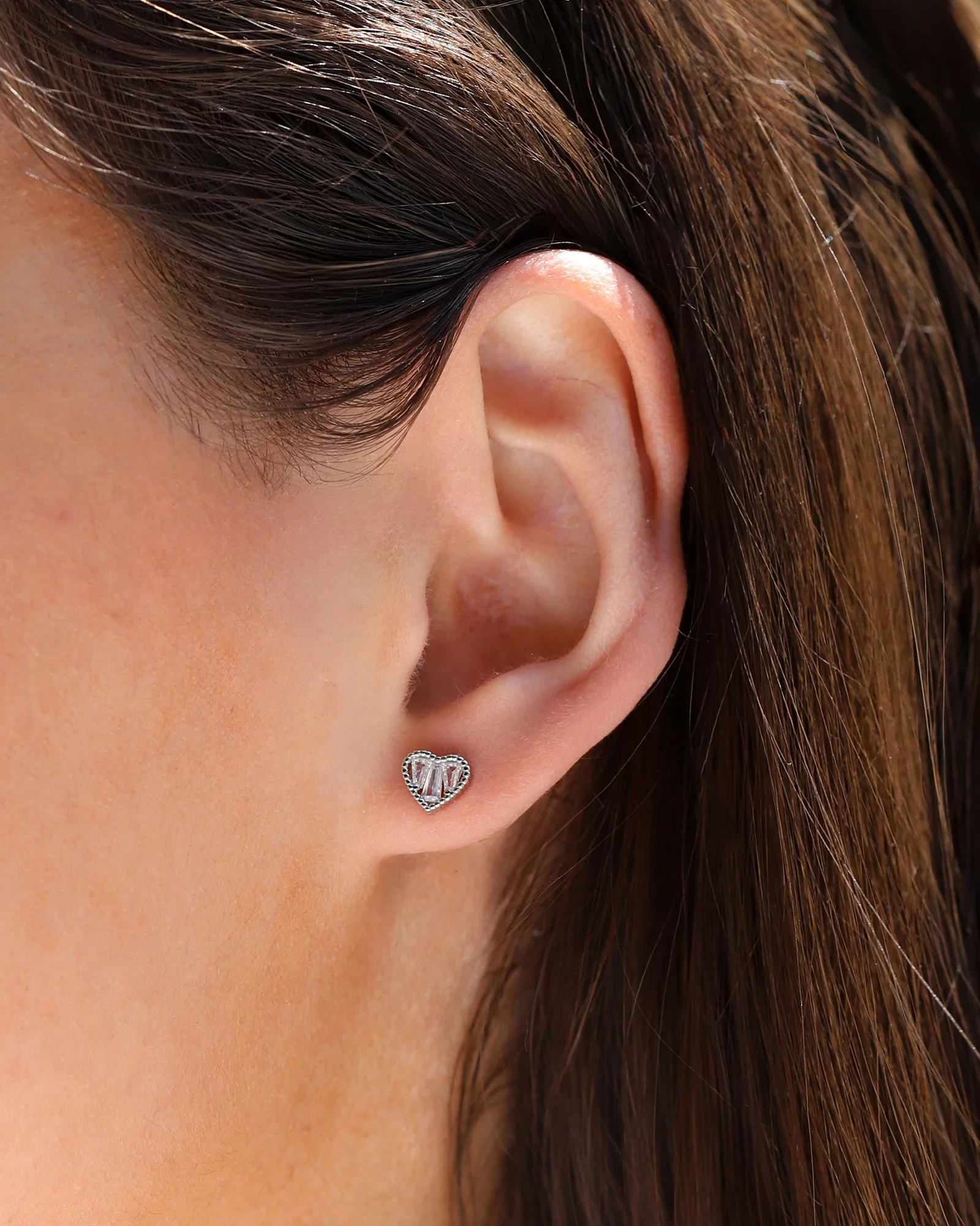 Baguette CZ Heart Studs - Image 2