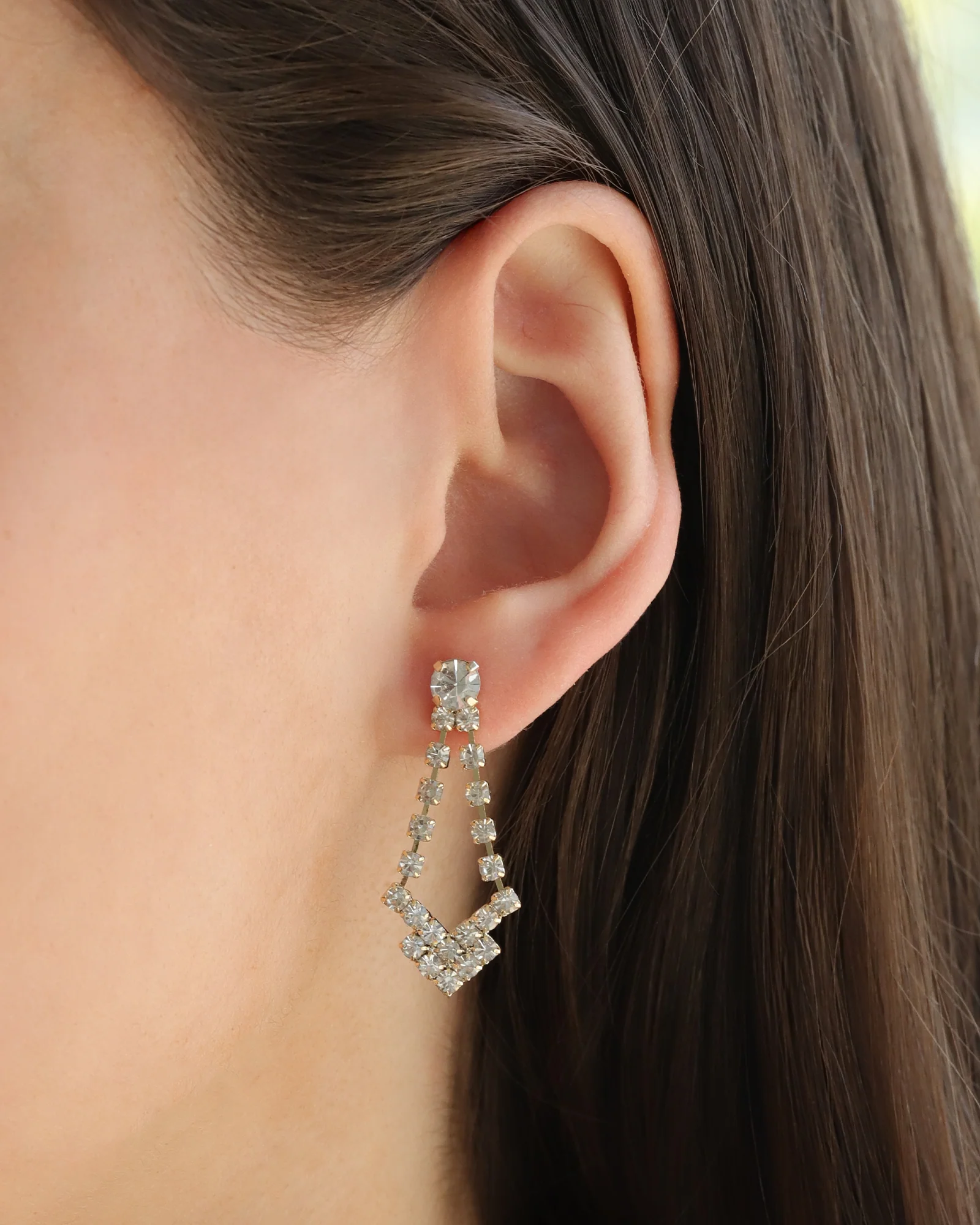 Chevron Crystal Drop Earrings - Image 2