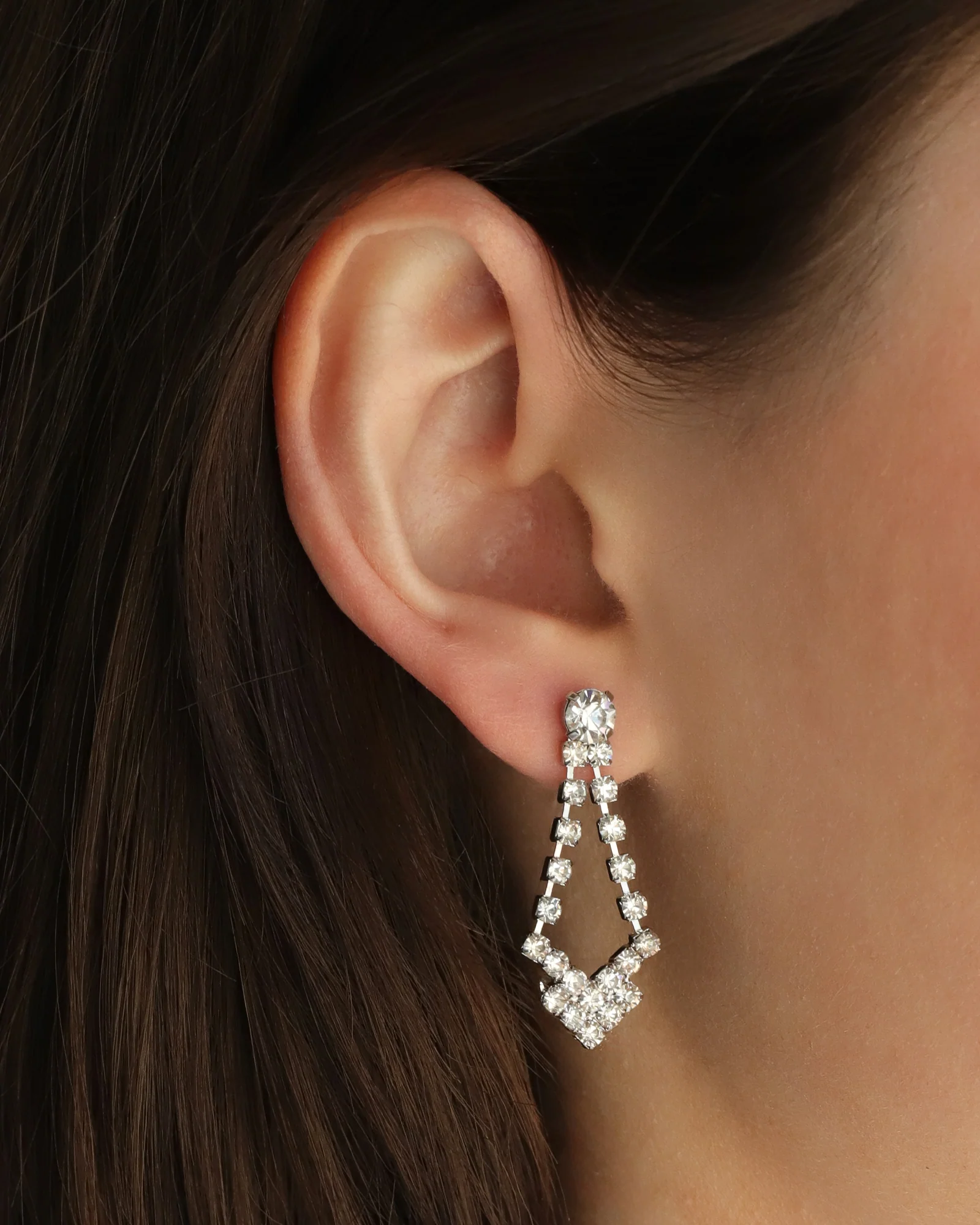 Chevron Crystal Drop Earrings - Image 2