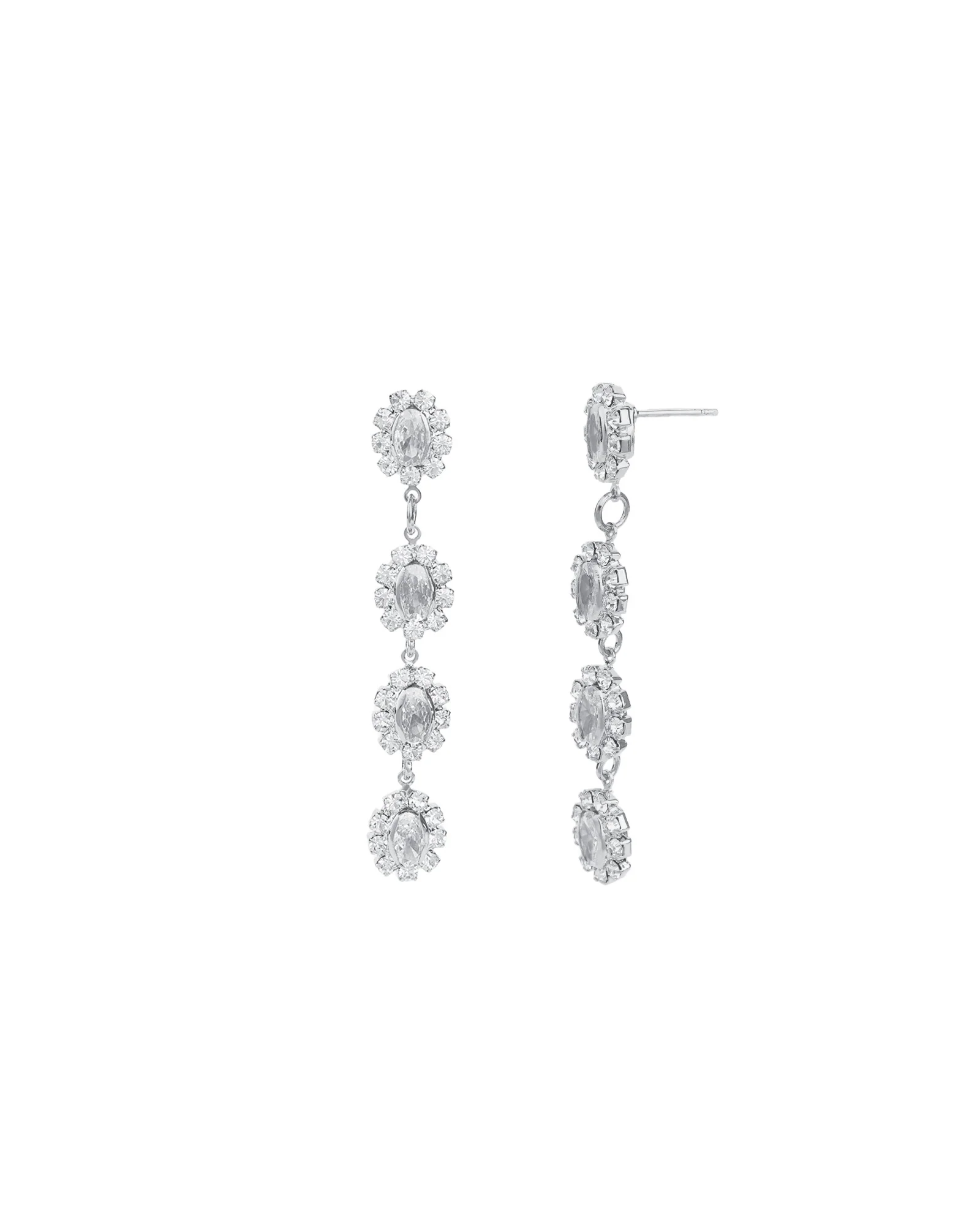 Crystal Halo Flower Drop Earrings