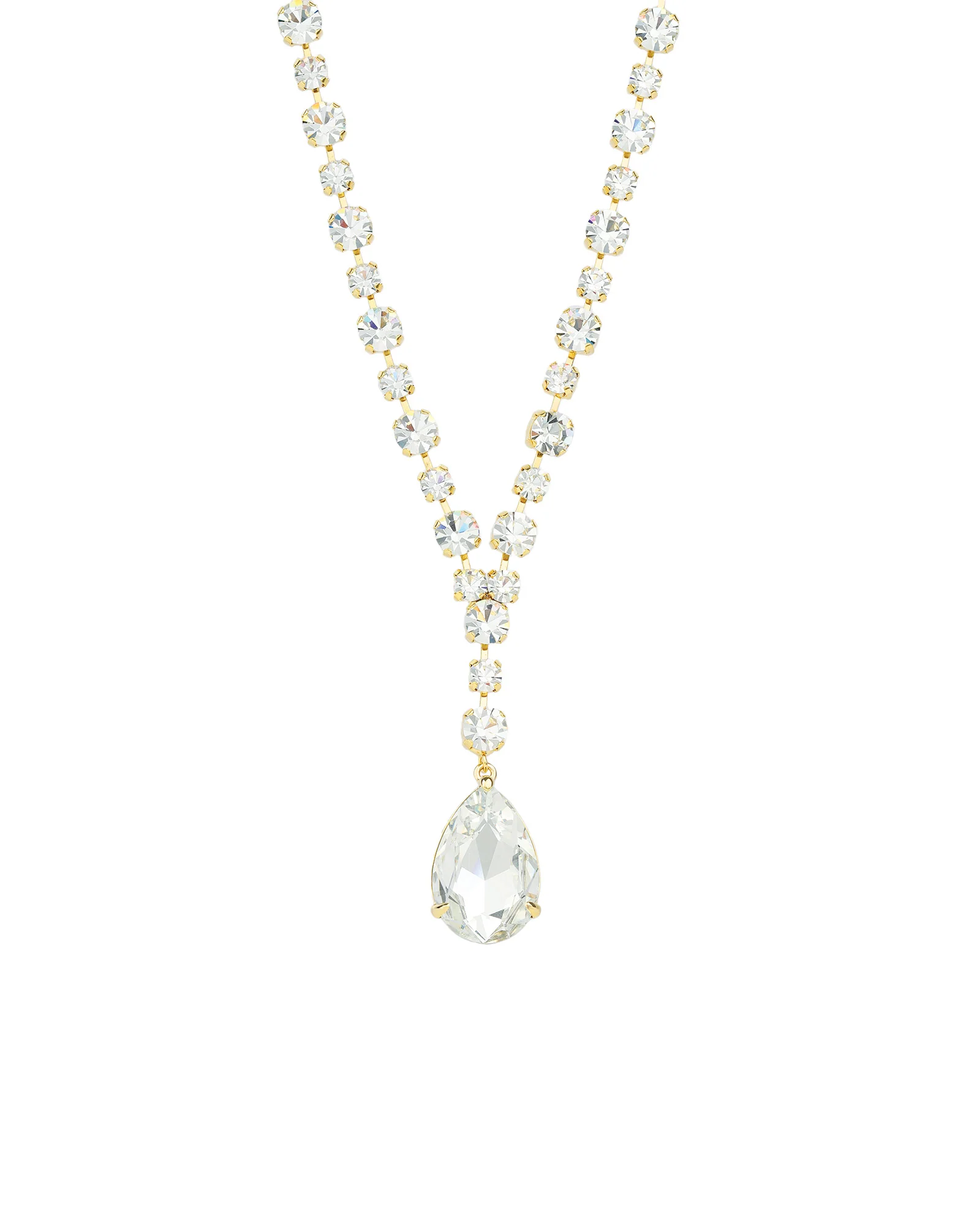 Crystal Teardrop Lariat Necklace