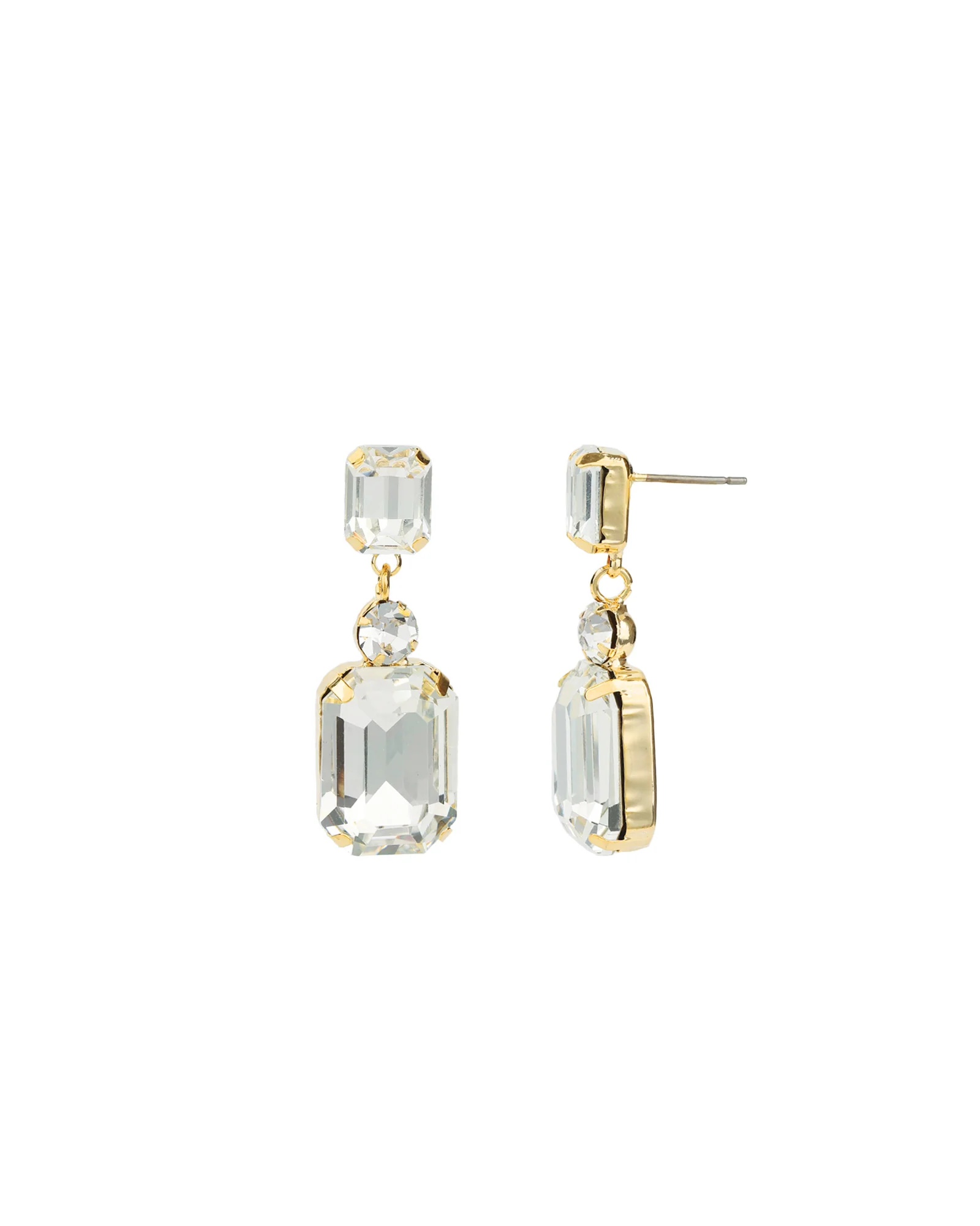 Emerald-Cut Crystal CZ Drop Earrings