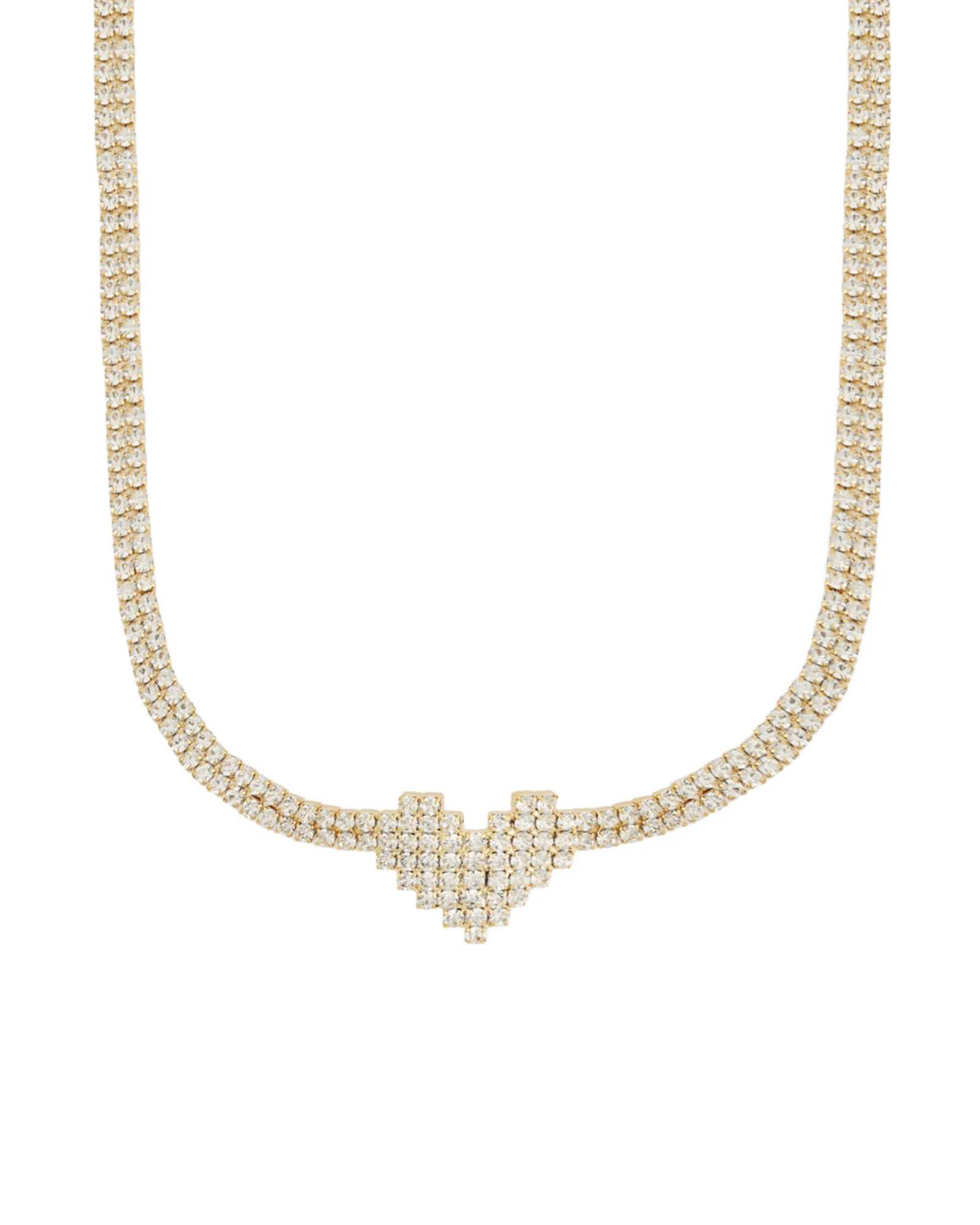 Heart 2 Row Crystal Necklace