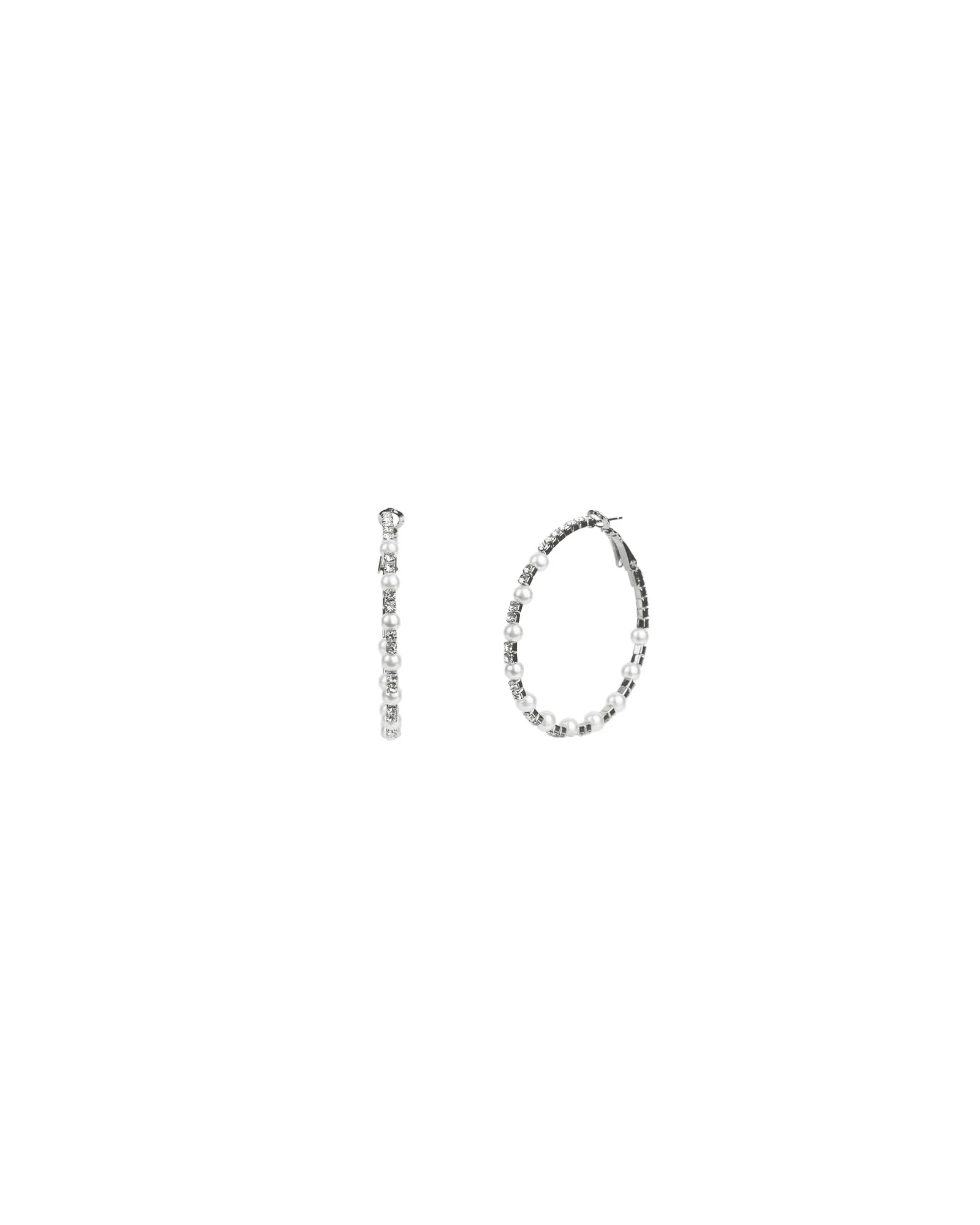 Mixed Pearl Crystal Hoops