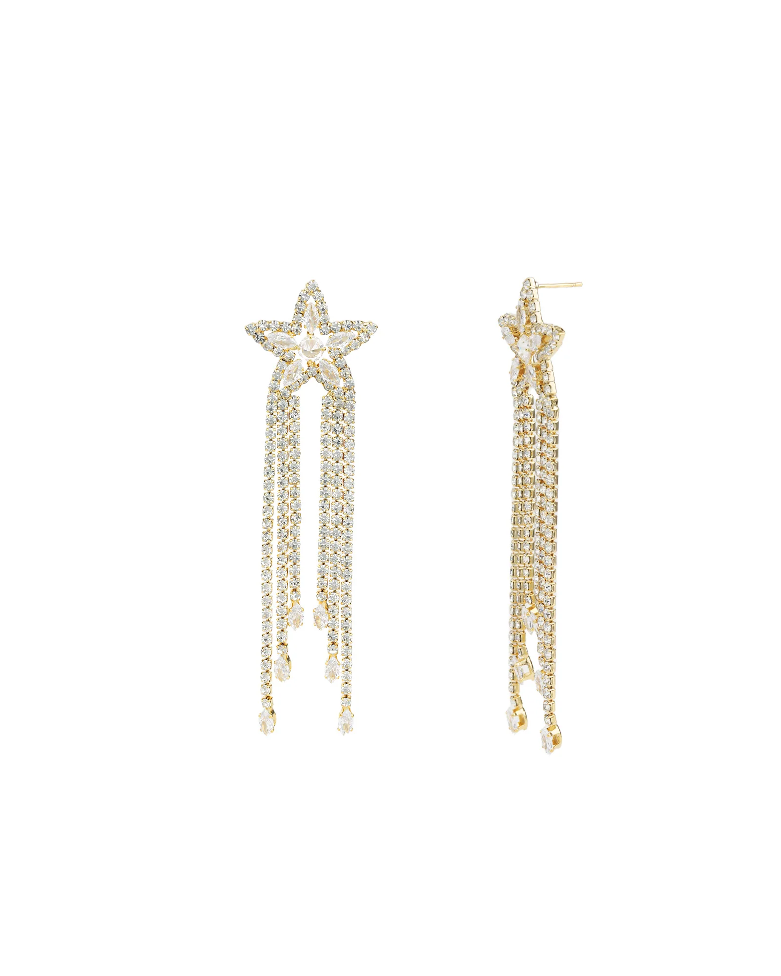 Star CZ Tassel Earrings