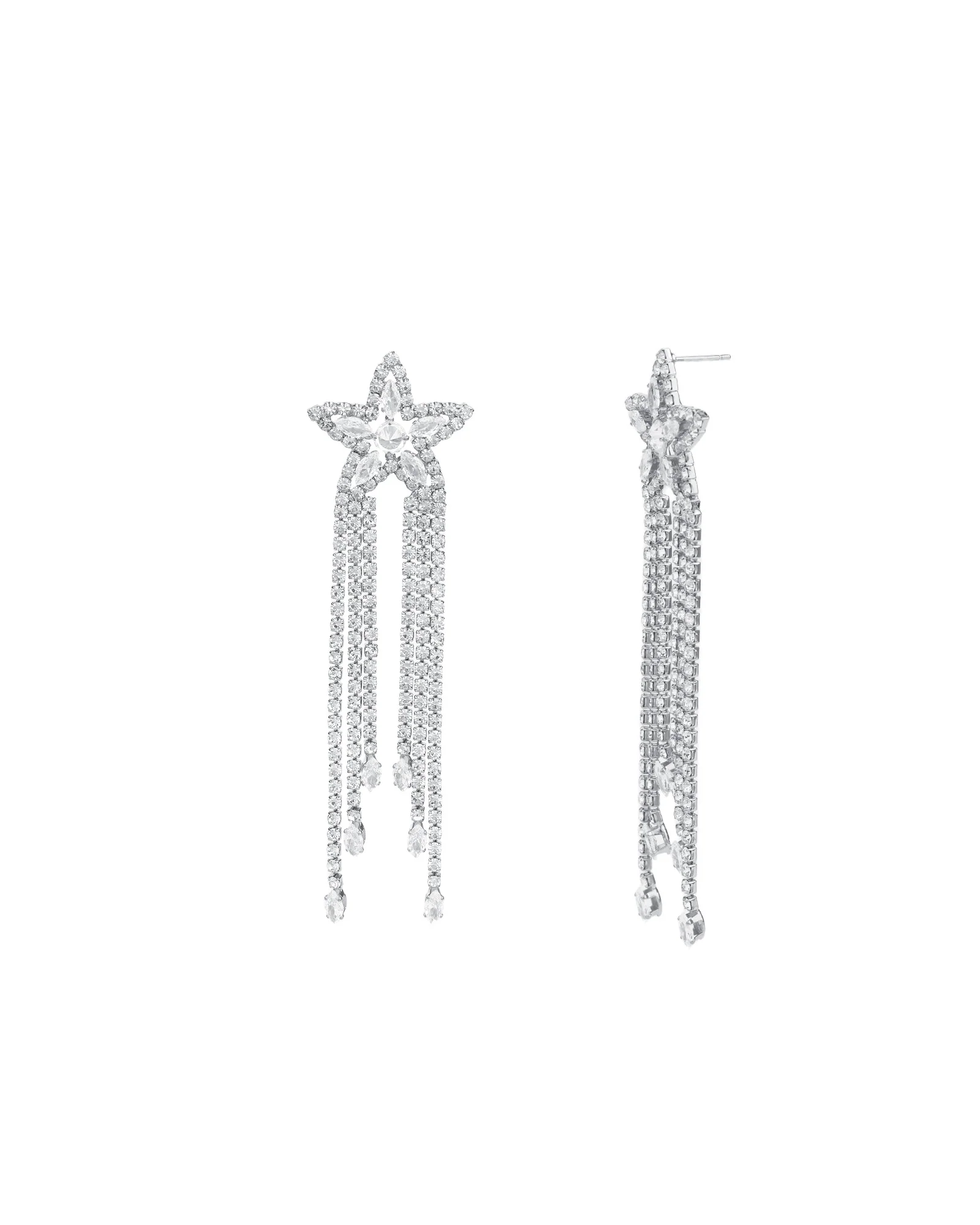 Star CZ Tassel Earrings